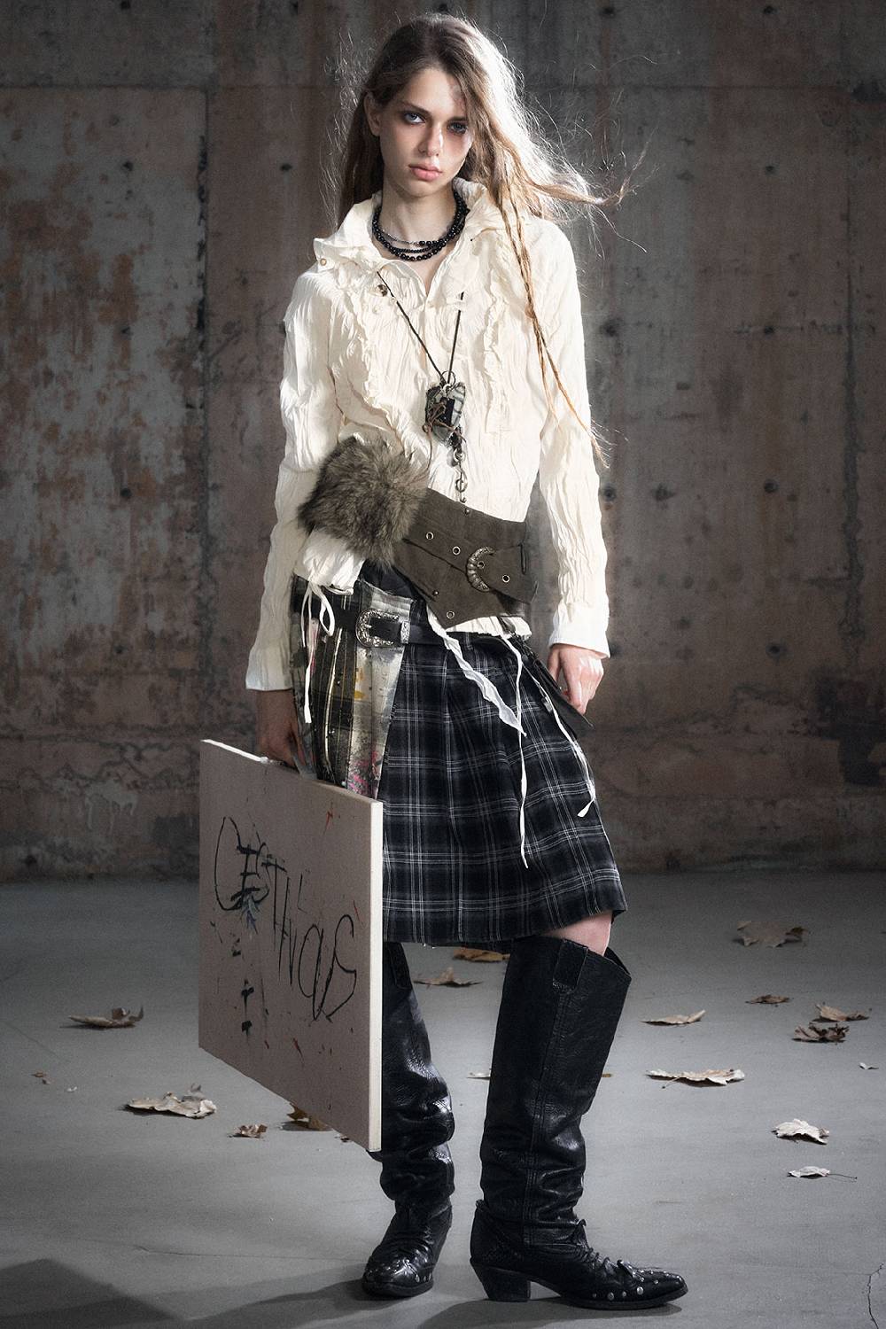 Vintage Check Ruffle Shirt