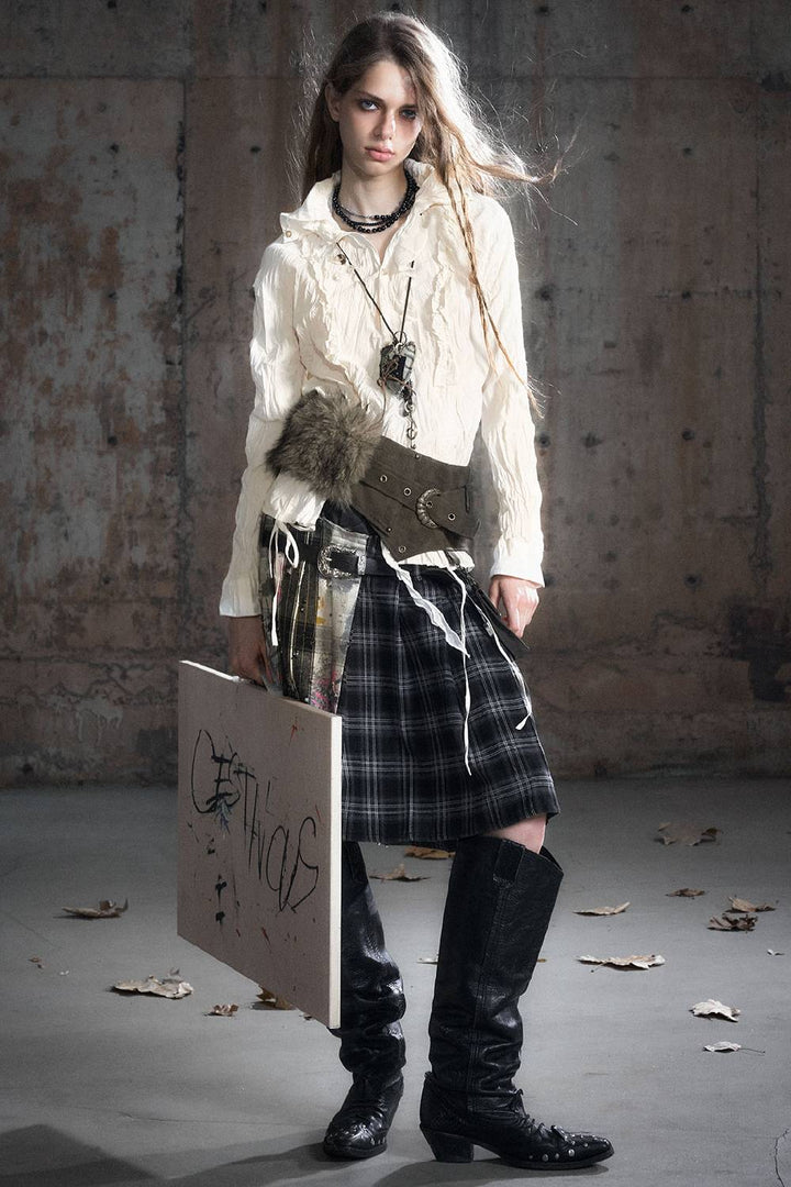 Vintage Check Ruffle Shirt