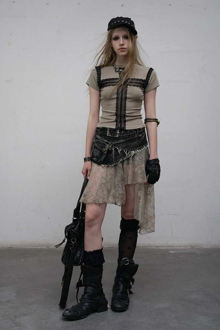 Lace Cross Graphic Shirt