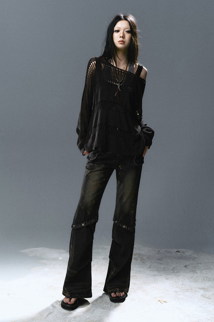 Loose Open-Stitch Knit Pullover