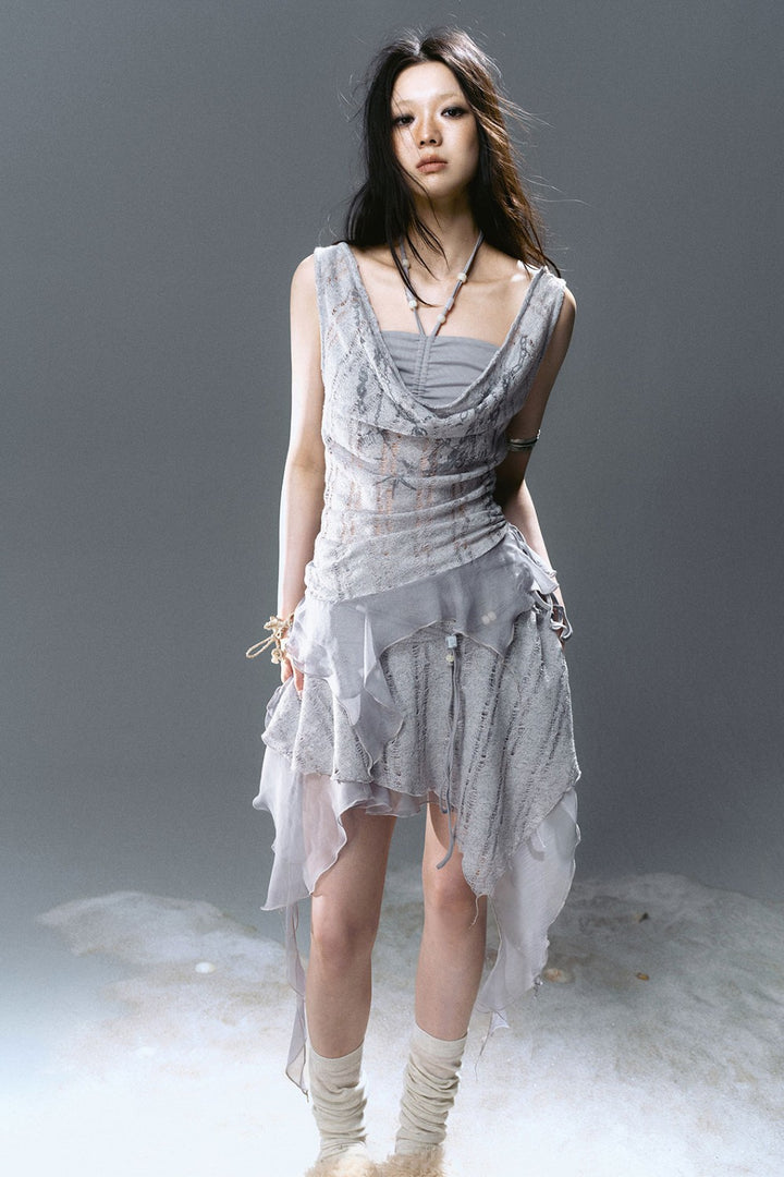 Draped Beaded Halter Top