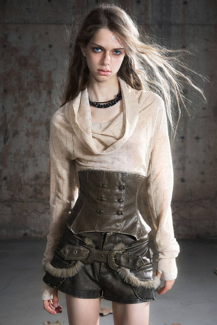 Layered Corset Knit Shirt