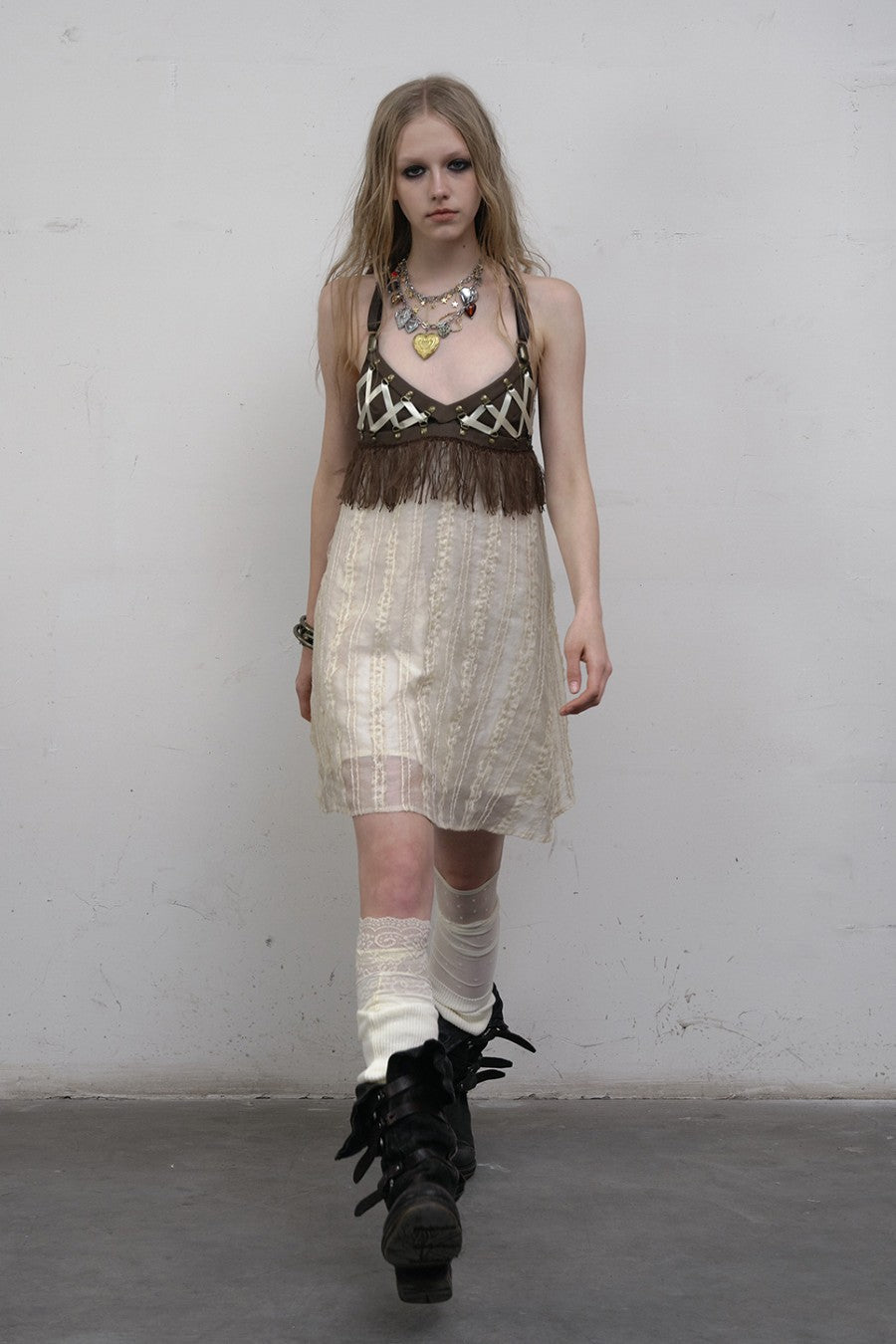 Leather Crossback Lace Dress