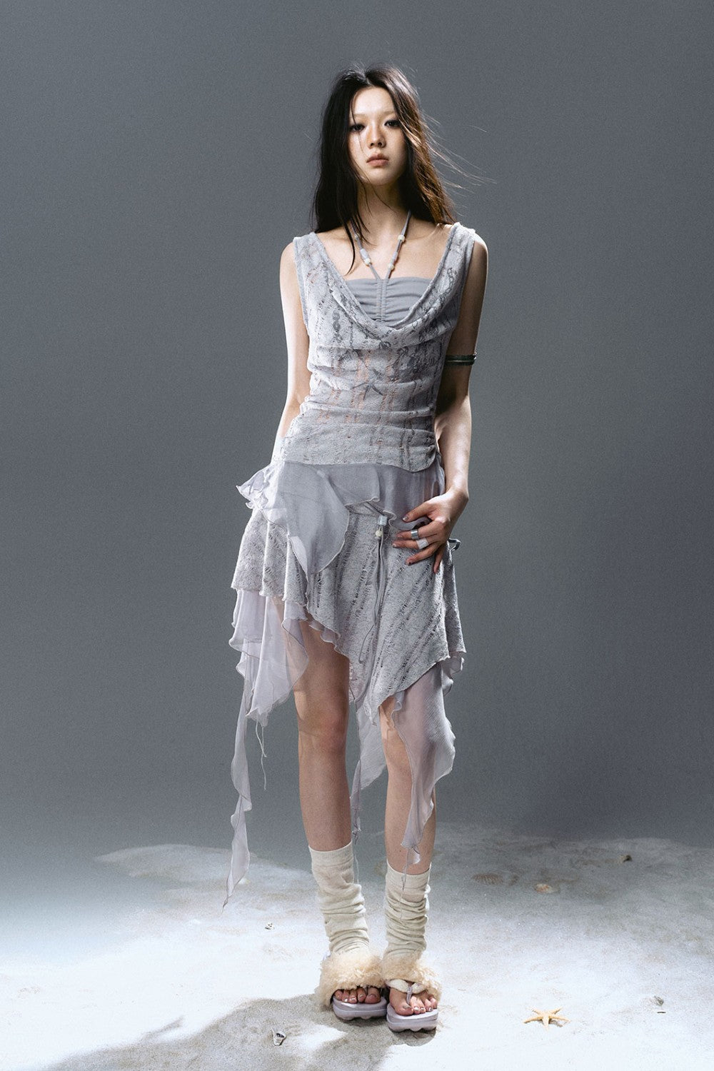 Draped Beaded Halter Top