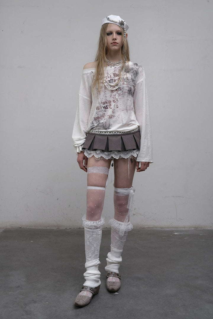 Off-Shoulder Graphic Shirt