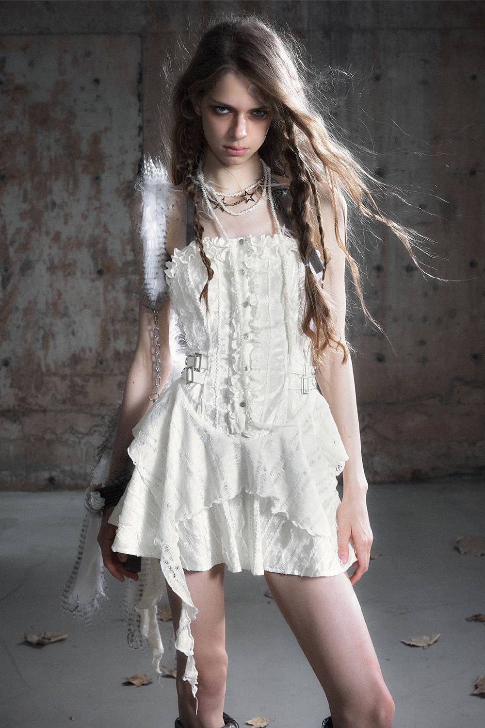 Laced Corset Ruffle Dress