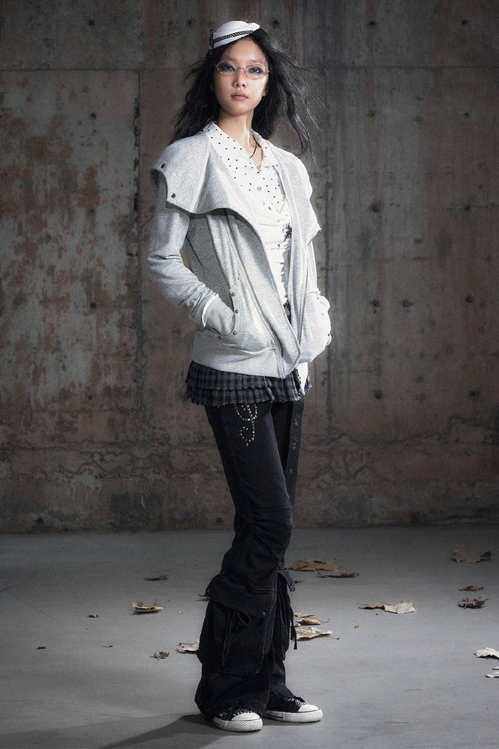 Lapel Collar Zip Jacket