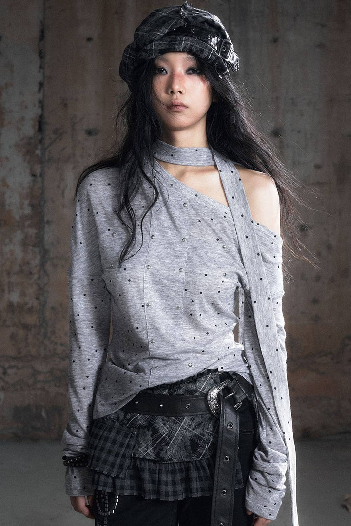 Chainpoint Studded Asymmetry Top