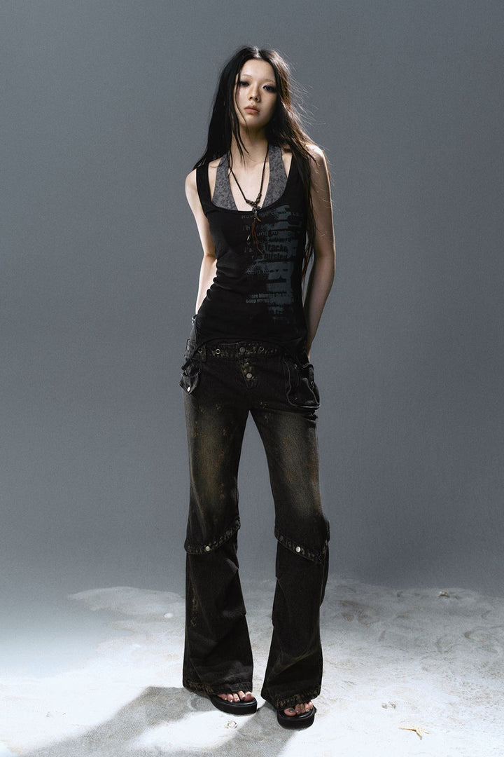 Layered Halter Tie-Back Top