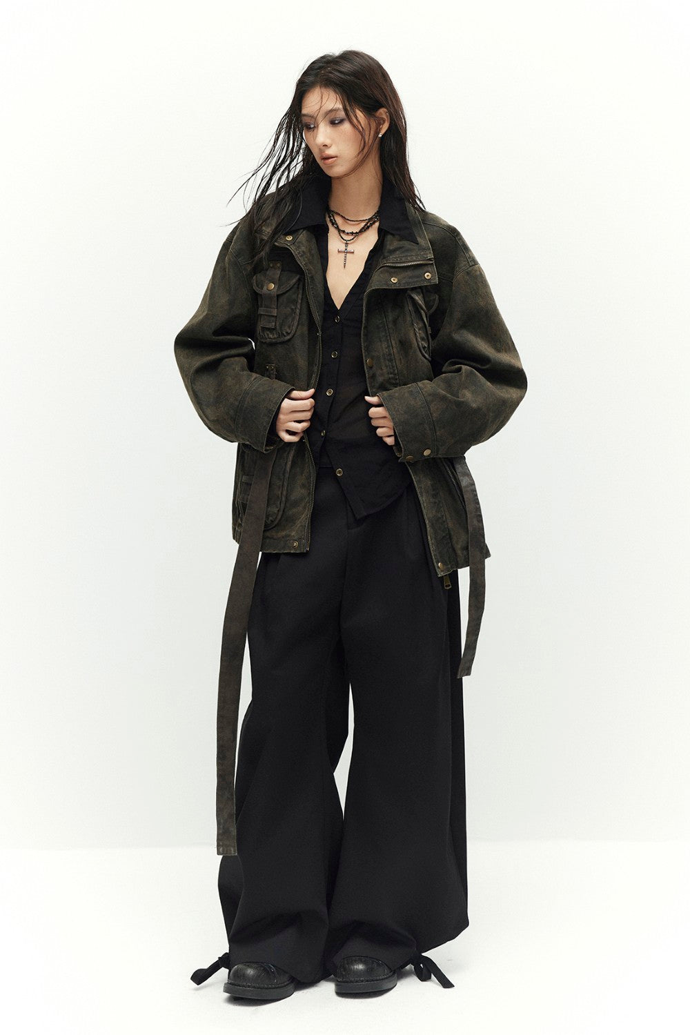 Relaxed Straight Drawstring Trousers