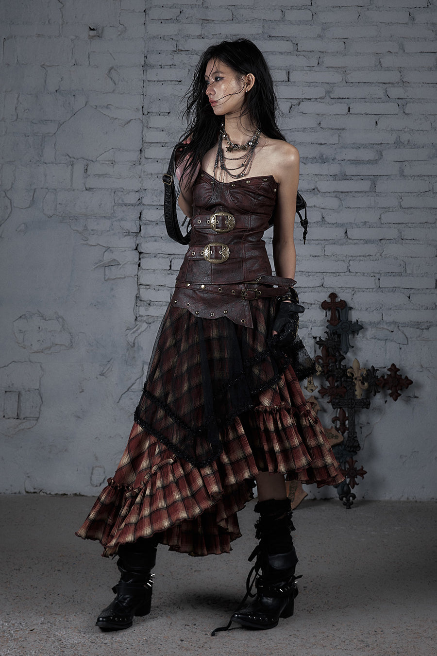 Layered Buckle Skirt