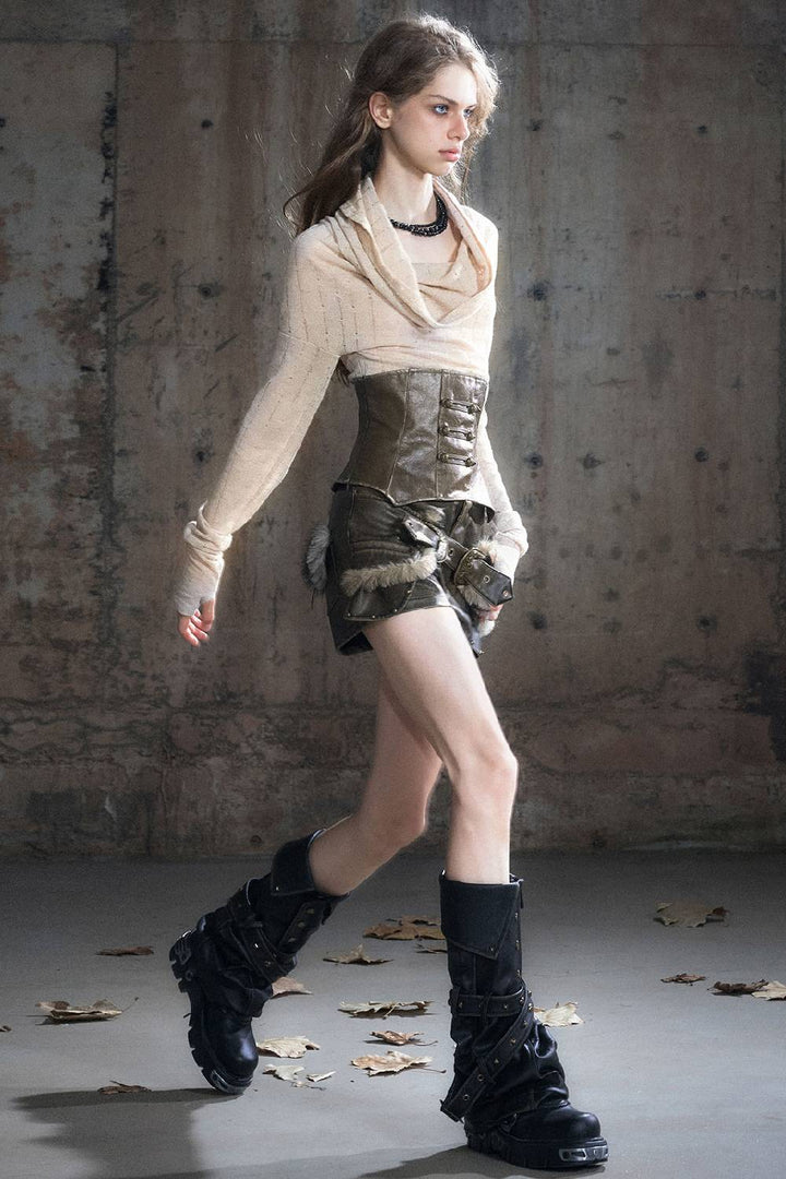 Layered Corset Knit Shirt