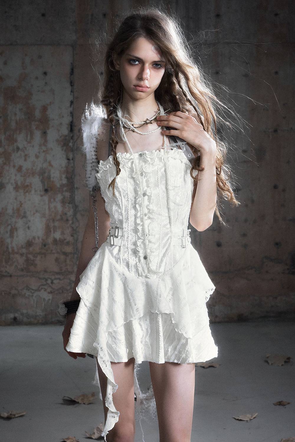 Laced Corset Ruffle Dress
