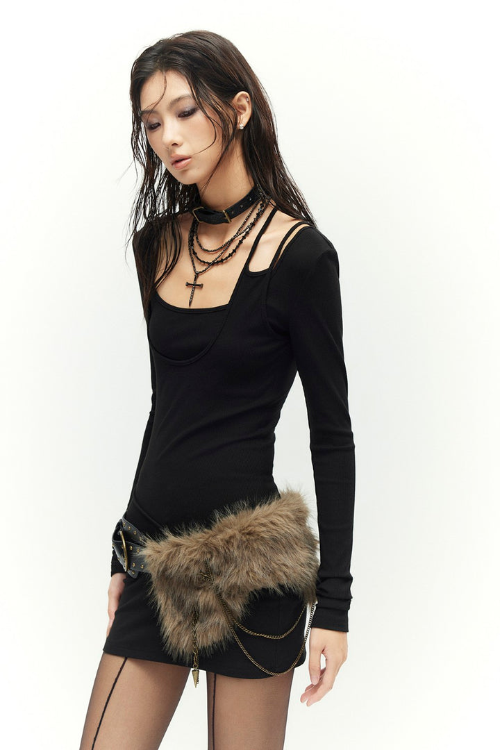 Faux Fur Leather Belt