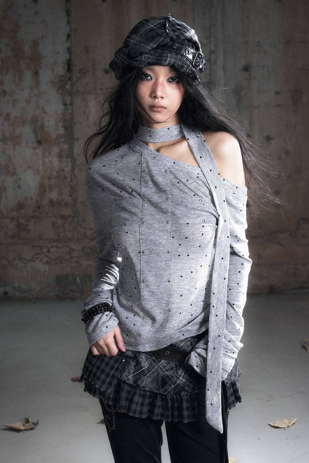 Chainpoint Studded Asymmetry Top