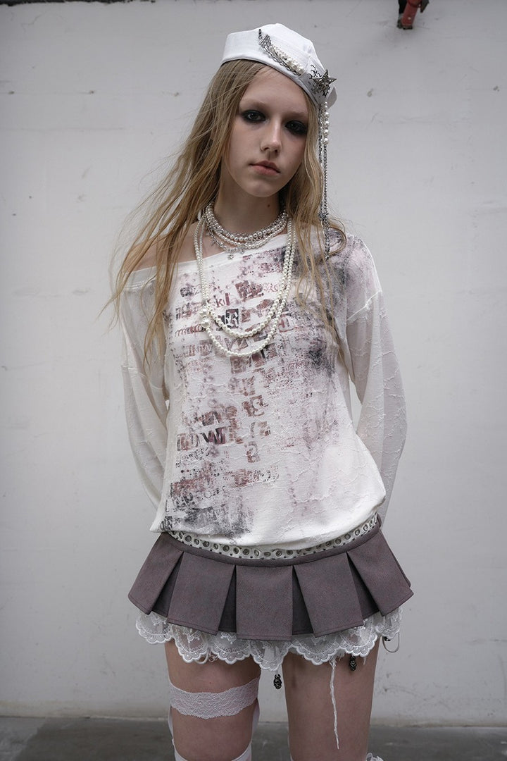 Off-Shoulder Graphic Shirt