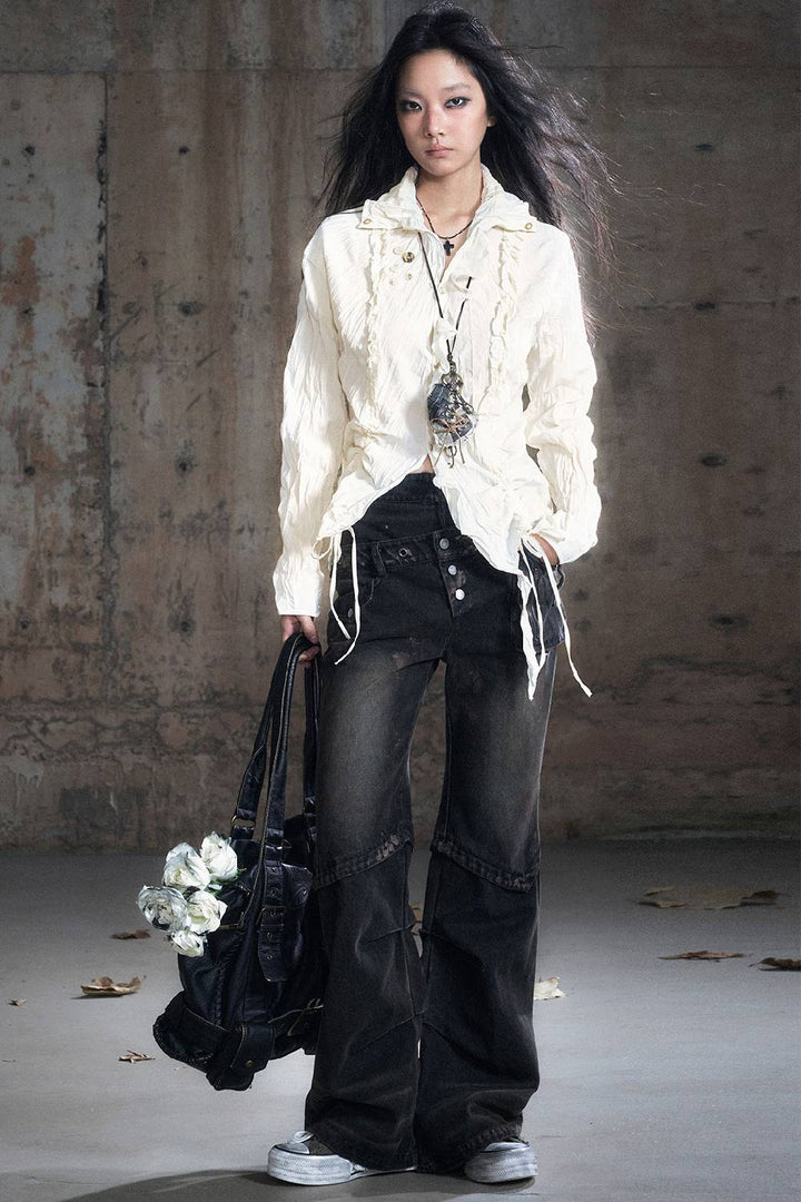 Vintage Check Ruffle Shirt