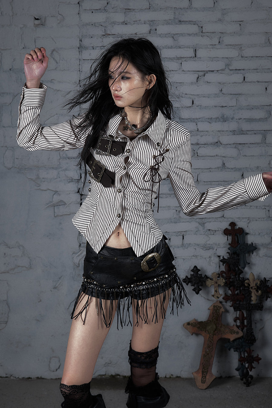 Fringe Leather Shorts