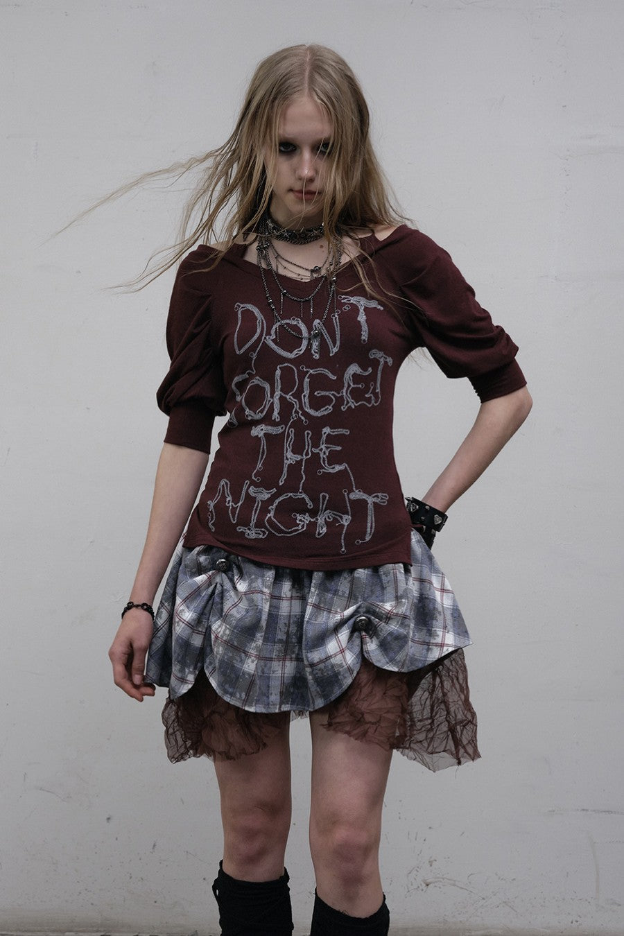 Plaid Lace Trim Skirt