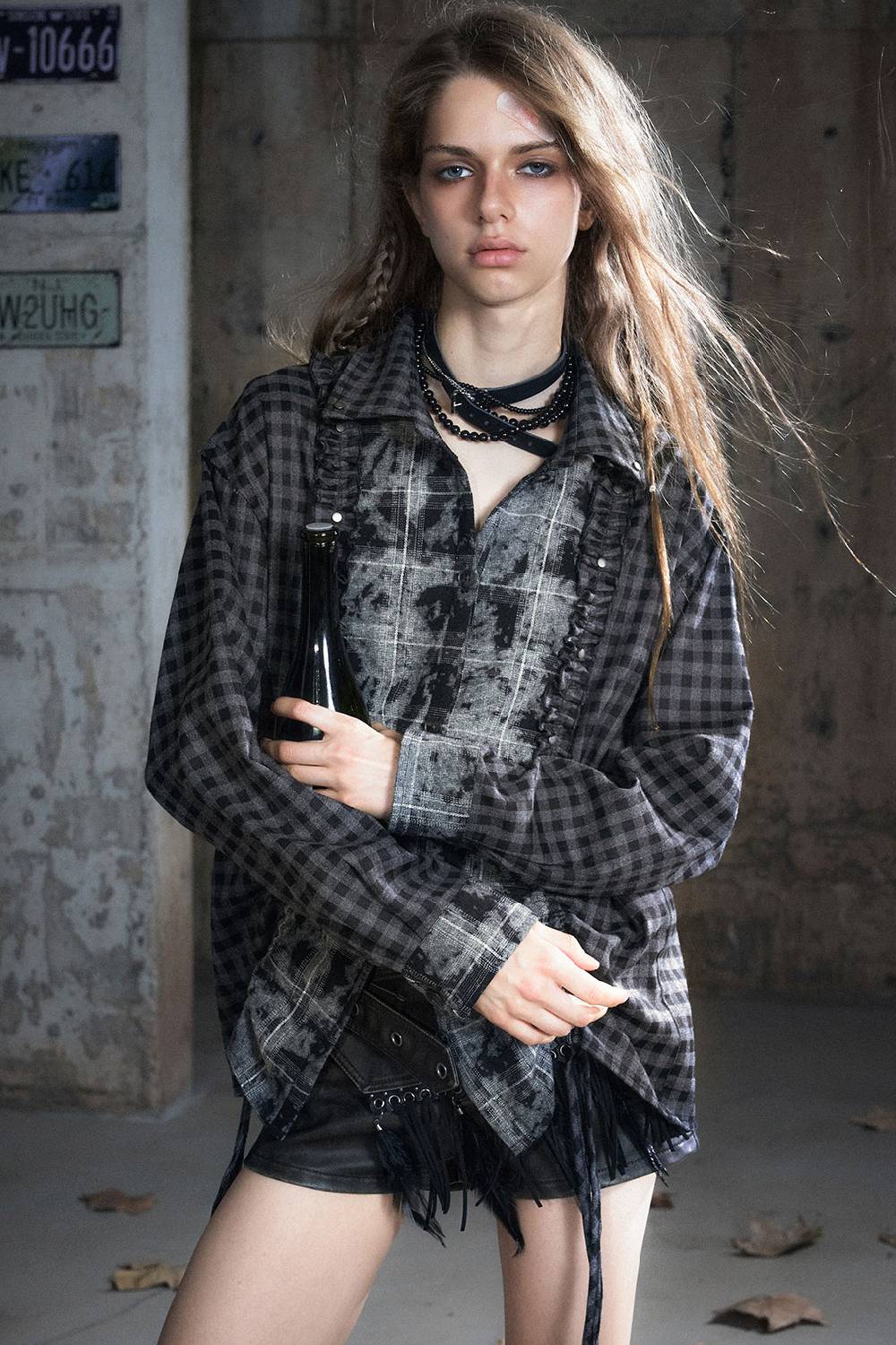 Vintage Check Ruffle Shirt