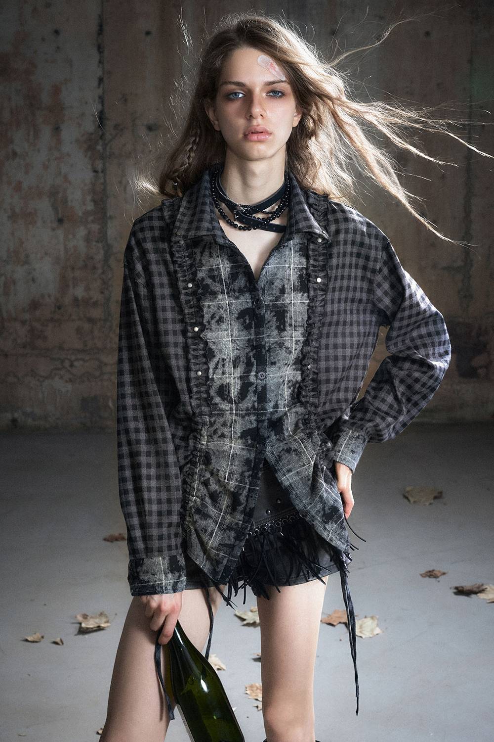 Vintage Check Ruffle Shirt