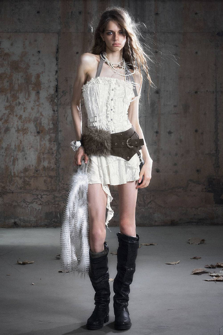 Laced Corset Ruffle Dress