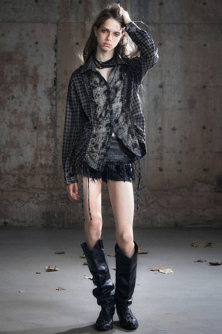 Vintage Check Ruffle Shirt