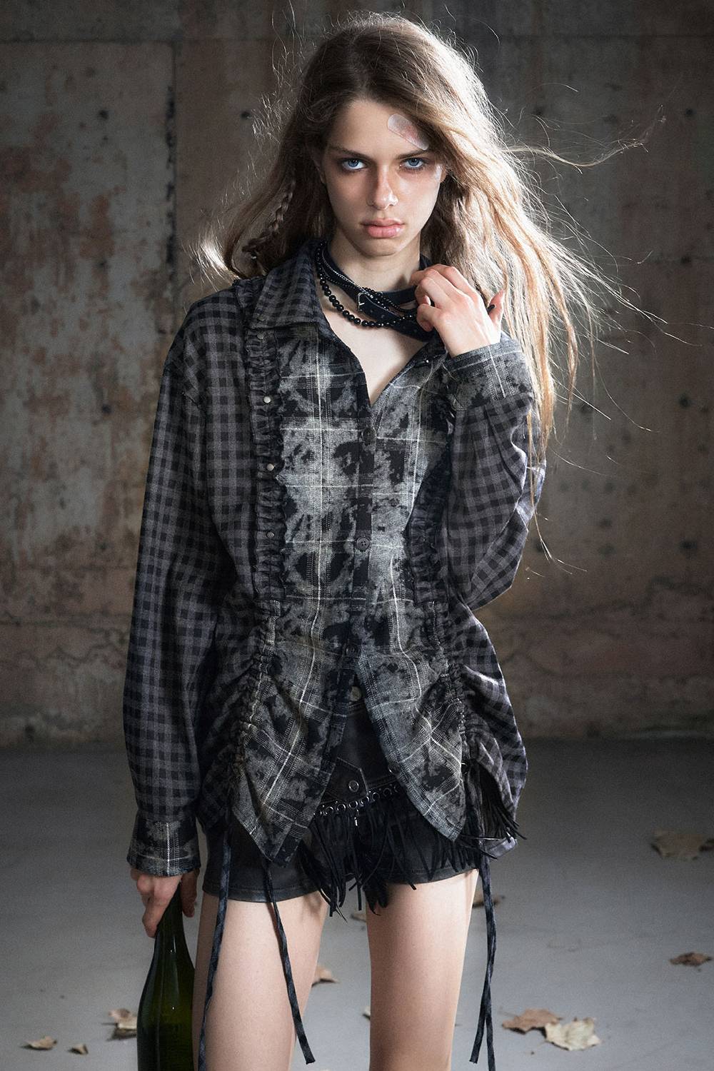 Vintage Check Ruffle Shirt