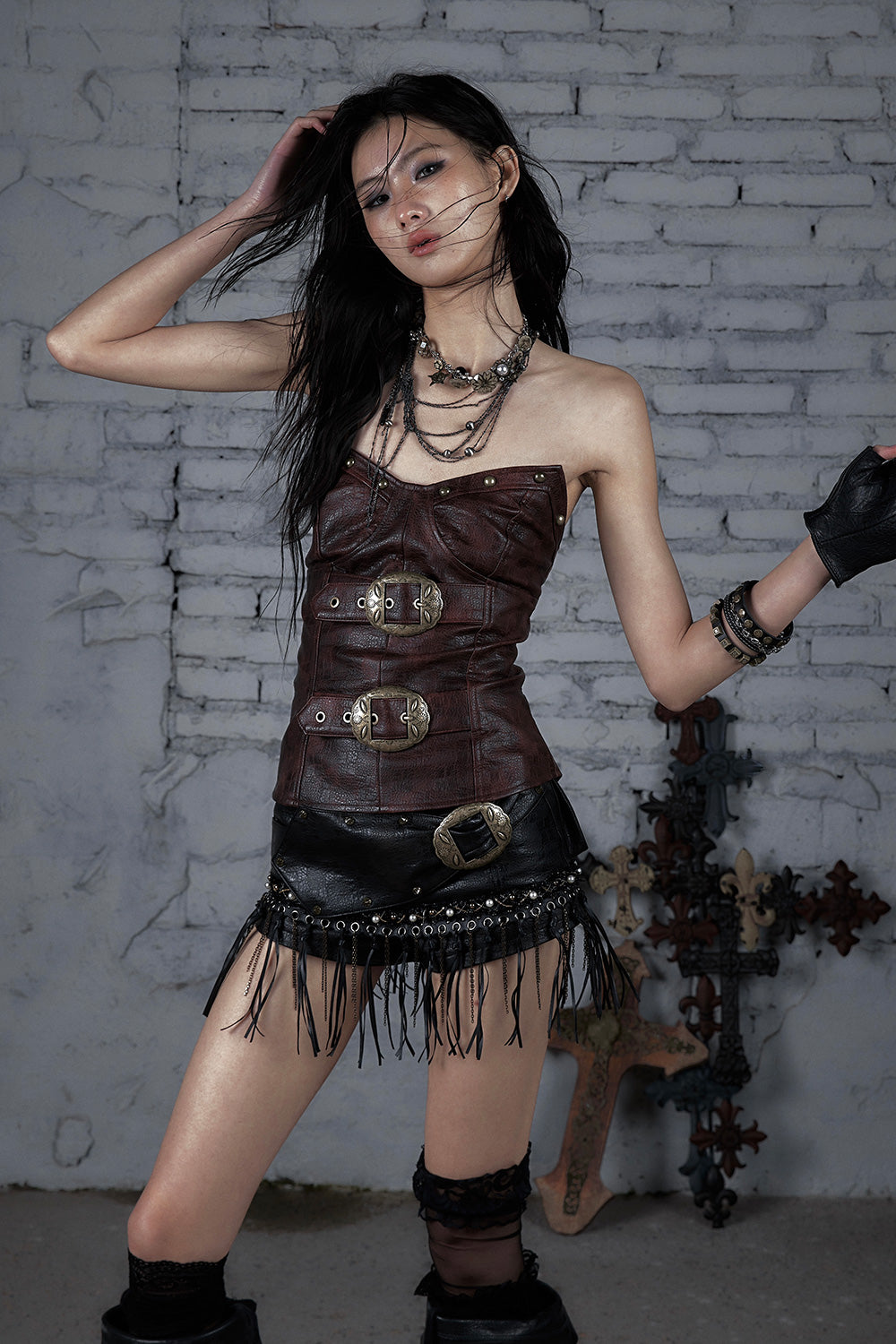 Fringe Leather Shorts