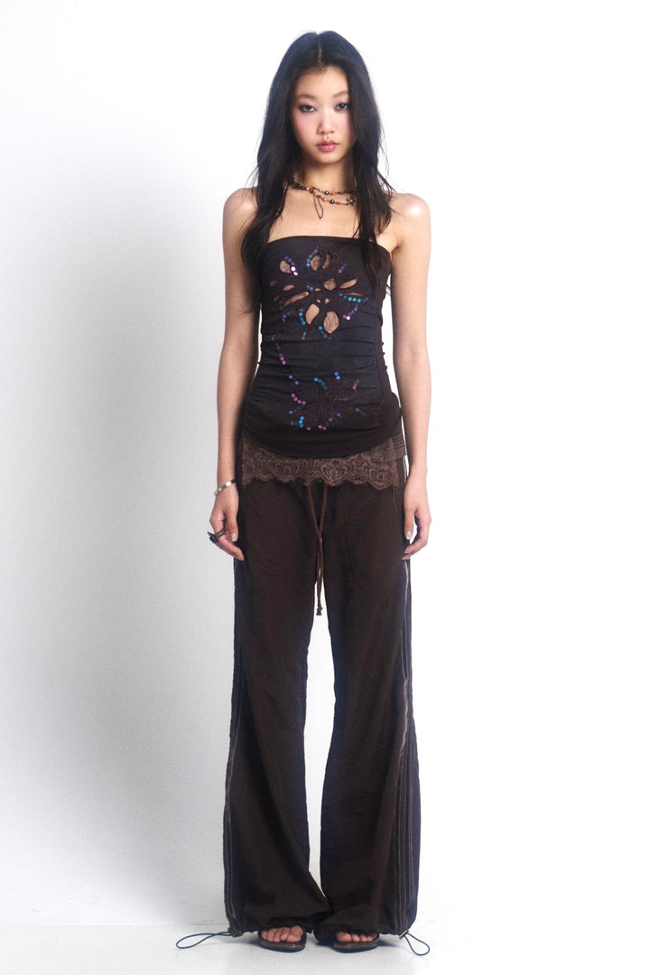 Sequin Lace Strapless Top