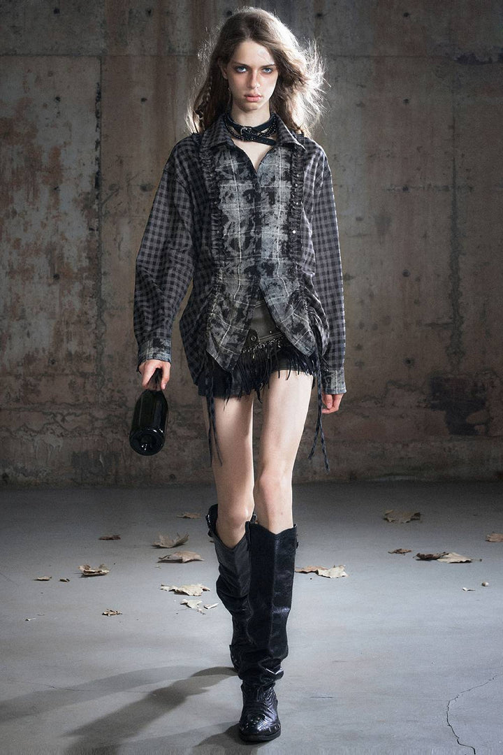 Vintage Check Ruffle Shirt