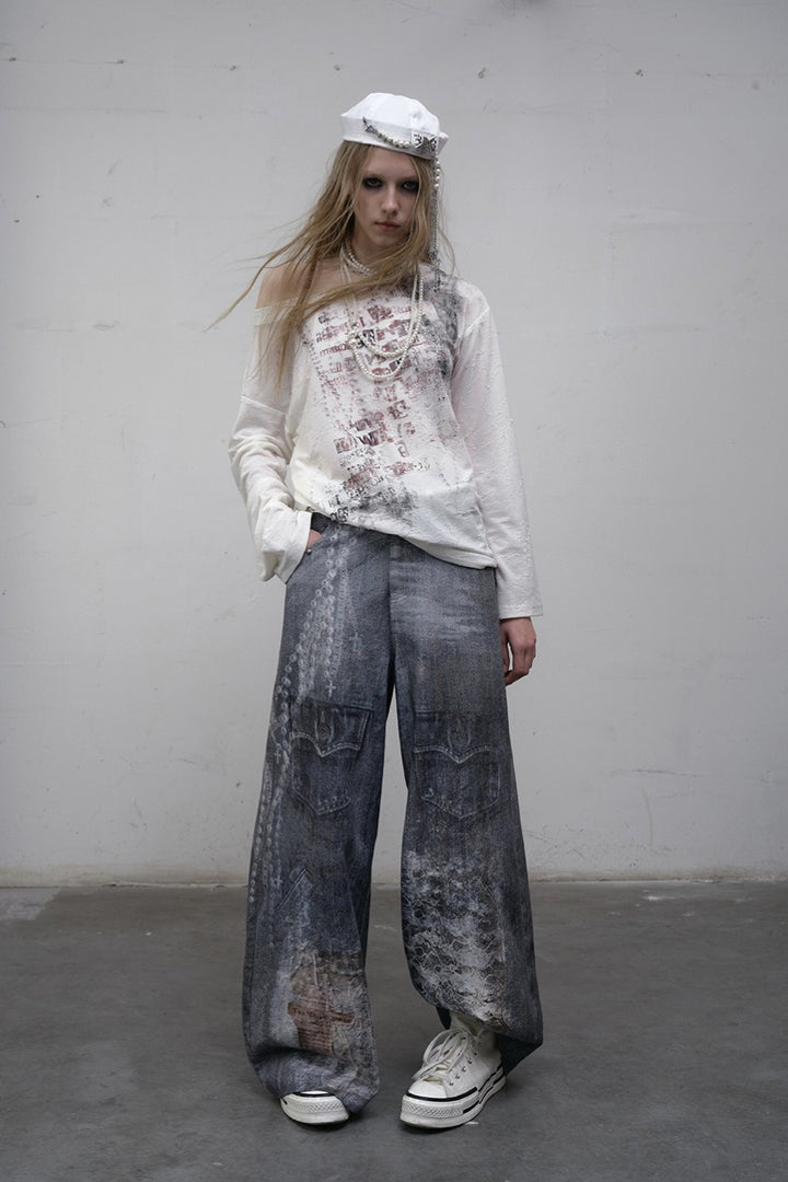 Off-Shoulder Graphic Shirt