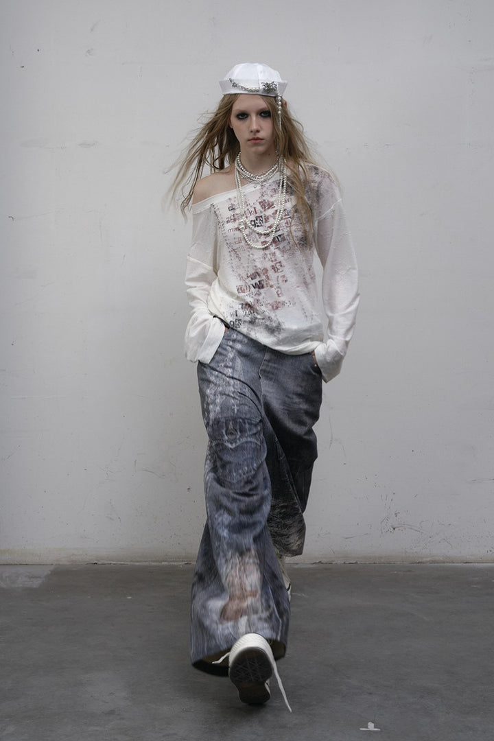 Off-Shoulder Graphic Shirt