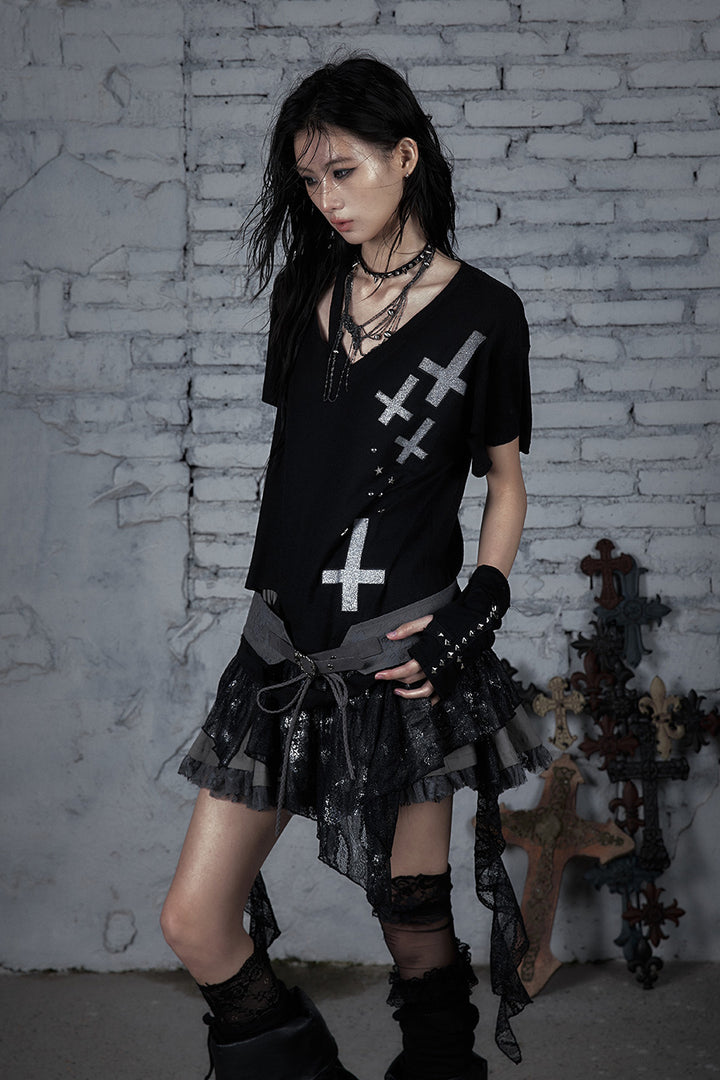Distressed Cross Shirt
