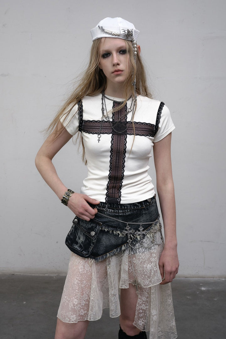 Lace Cross Graphic Shirt
