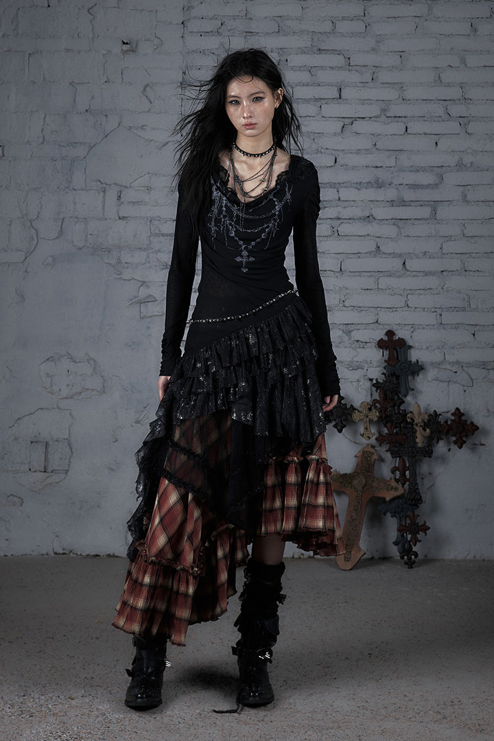 Lace Hooded Chain Dress