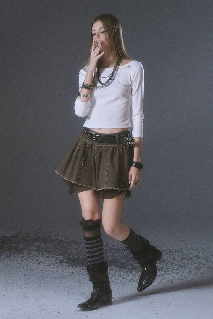 Raw Edge Mini Skirt