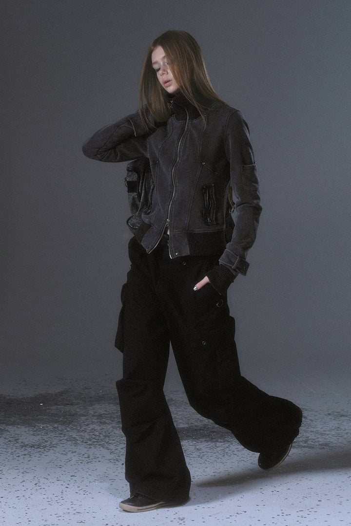 Ribbed Utility Bomber Jacket