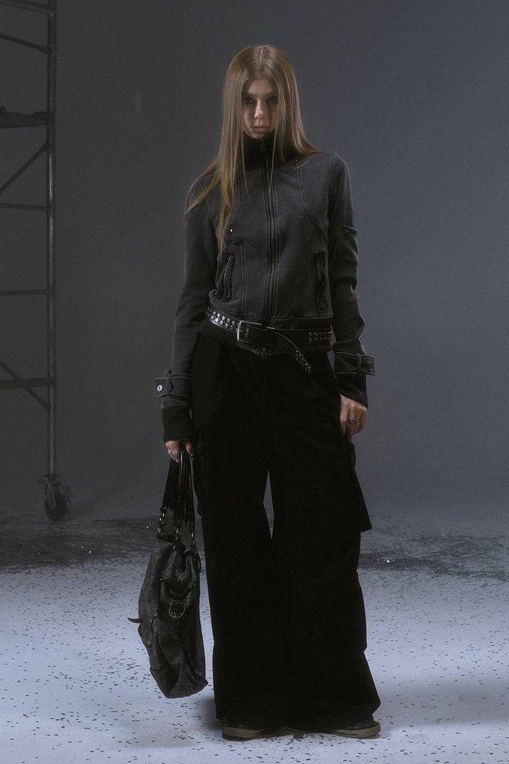 Ribbed Utility Bomber Jacket