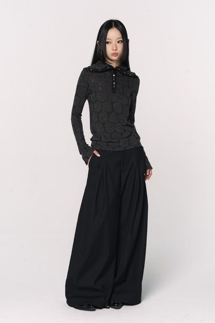 Textured Henley Knit Pullover