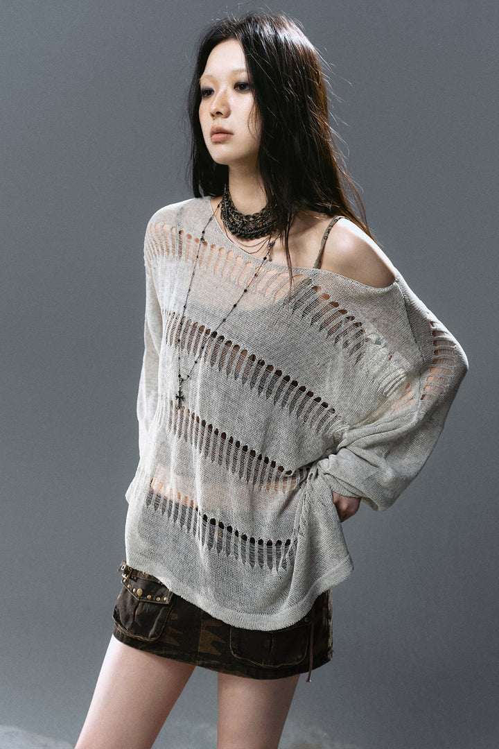 Loose Open-Stitch Knit Pullover
