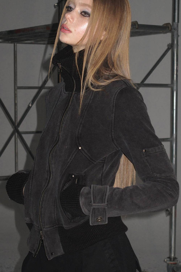 Ribbed Utility Bomber Jacket