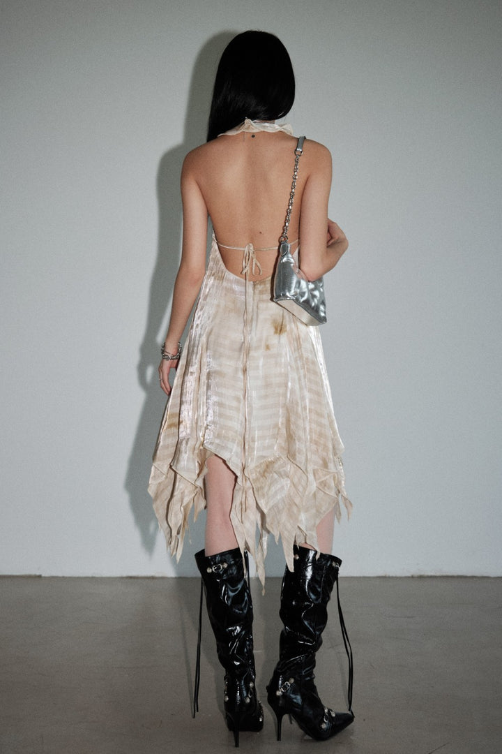 Backless Ruffle Halter Dress