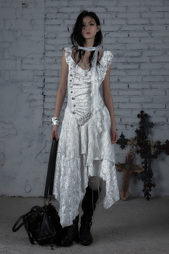 Ruched Lace Layer Dress