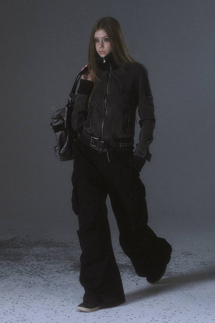 Ribbed Utility Bomber Jacket