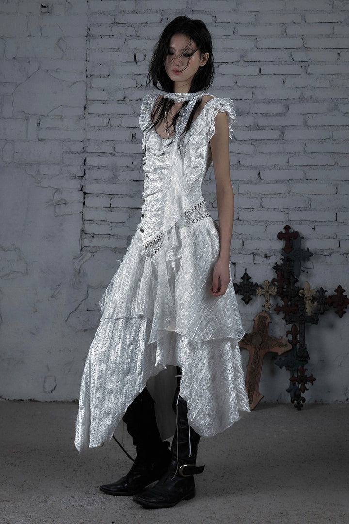 Ruched Lace Layer Dress