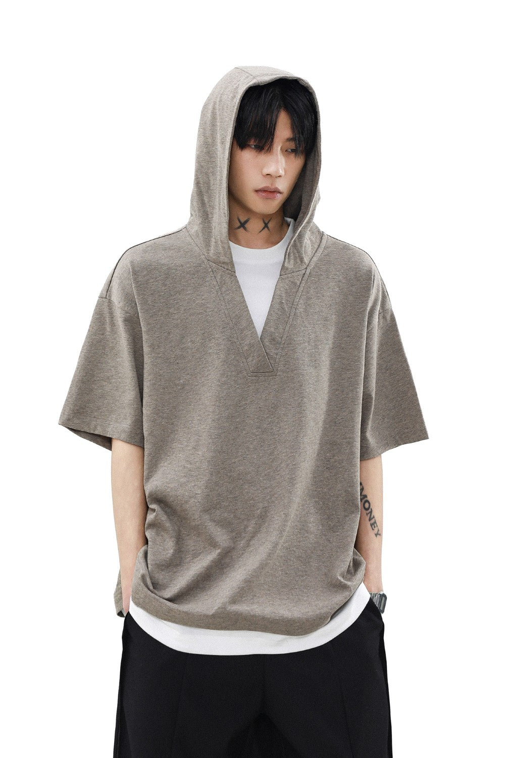 Layered Hooded Top