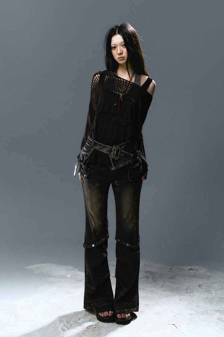 Loose Open-Stitch Knit Pullover