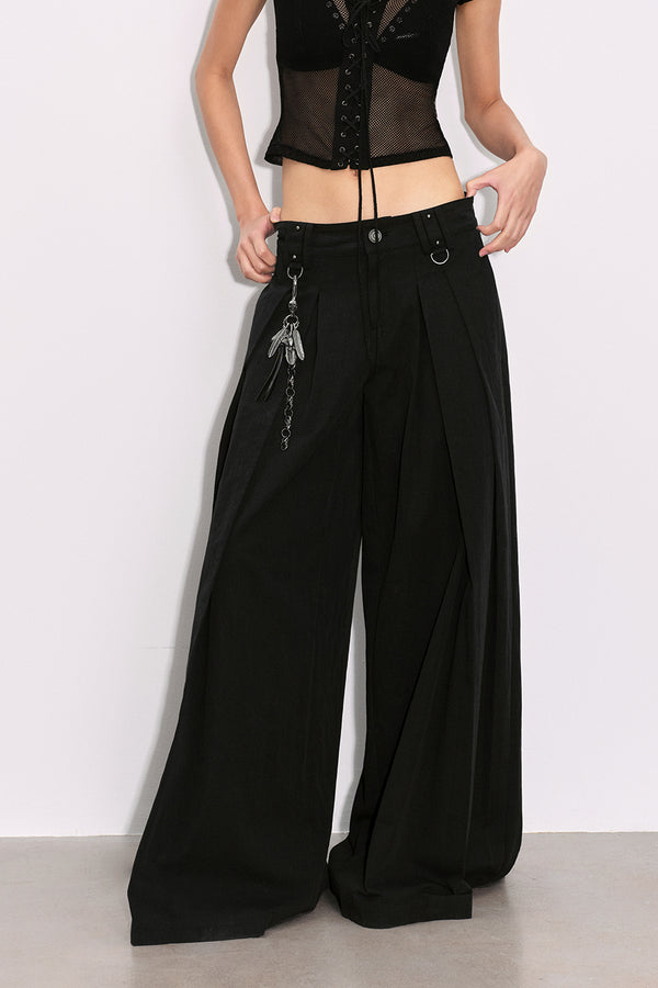 Wide-Leg Pleated Trousers