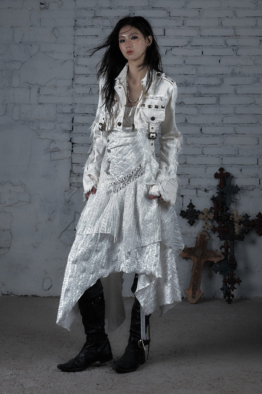 Ruched Lace Layer Dress